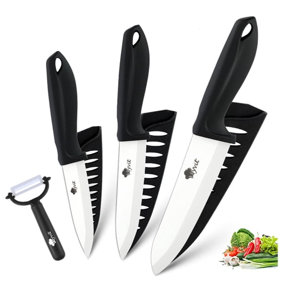 Myvit Ceramic Knife 3-Piece Sharp 5" Utility Knife Kitchen Knives with Peeler and 4" Fruit Knife 3" Paring Knife Rustproof