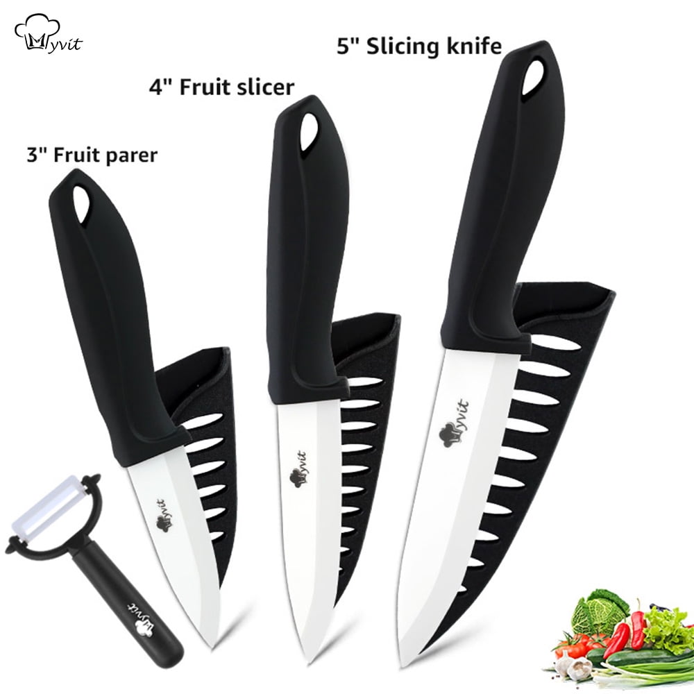Myvit Ceramic Knife Set 3 4 5 inch Kitchen Knife Set Fruit Vegetable Utility Slicing Zirconium