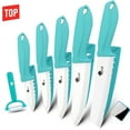 thumbnail image 1 of Myvit Ceramic Knives Set for Kitchen,11-Piece Chef Vegetable Fruit Paring Knifes with Cover, 6" Serrated Fruit Peeler,6",5",4",3" in Blue, 1 of 9
