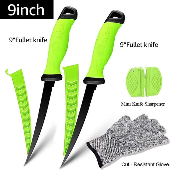 Myvit Fillet Knife Professional Fishing Boning Knife with Sheath for Meat Steak Mutton Chop Cutting Slicing,Stainless Steel Scraping Coating Blade with Self-locking Buckle