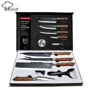 Myvit Kitchen Chef Knife Knives Set Stainless Steel Scissors Slicer Knife Peeler Nakiri Knife 6Pcs Set with Gift Case