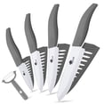 thumbnail image 1 of Myvit Kitchen Knives Set of 4 with Ceramic Peeler, Rustproof Ceramic Knife 6-inch Chef Knife, 5-inch Utility Knife, 4-inch Slicing Knife and 3-inch Paring Knife, 1 of 8
