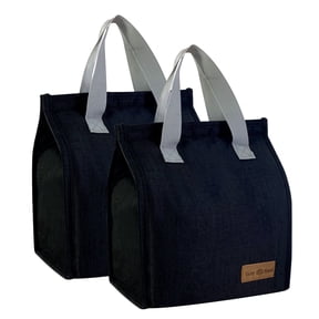 Mziart 2 Pack Lunch Bag, Insulated Lunch Box for Women Men Work Office Picnic, Reusable Small Lunch Tote Bento Cooler Bag Lunchbox Containers, Black