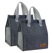 Mziart 2 Pack Lunch Bag, Insulated Lunch Box for Women Men Work Office Picnic, Reusable Small Lunch Tote Bento Cooler Bag Lunchbox Containers, Gray