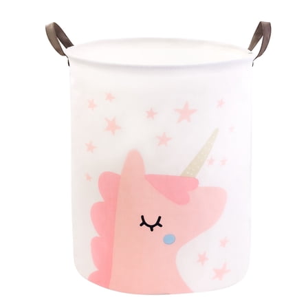Mziart Baby Laundry Basket for Girls Boys, Cute Kids Laundry Hampers Collapsible Dirty Clothes Hamper Nursery Toy Storage Baskets Gift Baskets (Pink Unicorn)