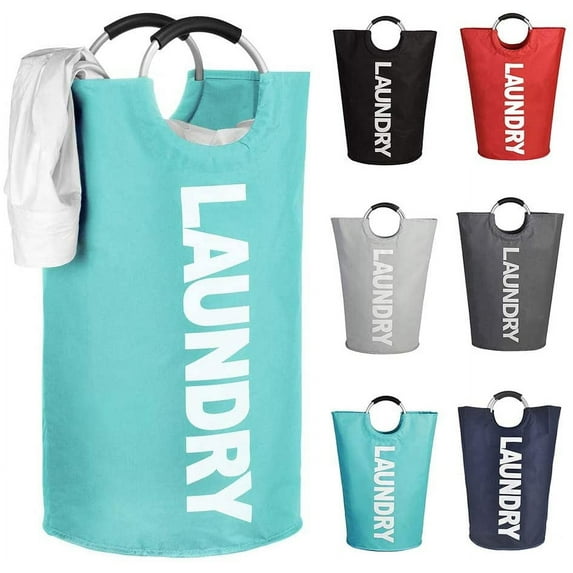 Mziart Collapsible Laundry Basket with Padded Handles, 90L Large Fabric Laundry Hamper Foldable Dirty Clothes Hamper Storage Basket for Bedroom Bathroom Nursery Laundry Room Organization (Blue)