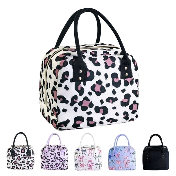 Mziart Cute Lunch Bag Insulated Lunch Box for Women Men Work Picnic, Reusable Lunch Tote Cooler Bag, Beige Leopard