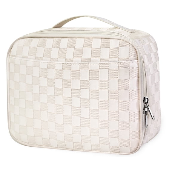 Mziart Insulated Lunch Bag for Women, Cute Bento Lunch Box Containers Reusable PU Leather Portable Lunch Tote Lunch Cooler for Work Picnic Travel (White)