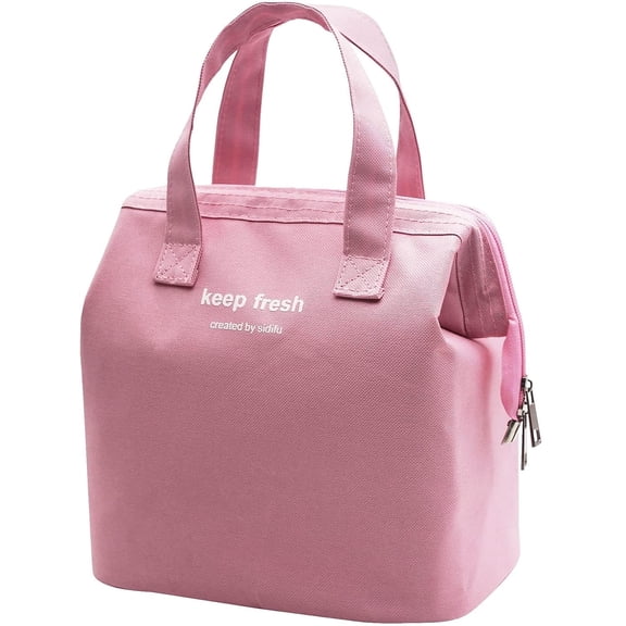 Mziart Insulated Lunch Bag for Women Men, Aesthetic Lunch Box Containers Cute Lunch Tote Reusable Thermal Bento Cooler Bag for Work Office Picnic Travel (Pink)