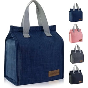 Mziart Lunch Bag, Insulated Lunch Box for Women Men, Simple Small Lunch Tote Reusable Lunch Box Containers Thermal Bento Cooler Bag for Work Office Picnic or Travel (Dark Blue)