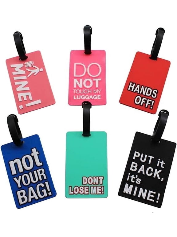 Personalized Luggage Tags for Suitcases, 6 Pack Funny Luggage Tag Holder Colorful Travel Bag Tags for Luggage, Suitcase Tags Identifiers Travel Essentials