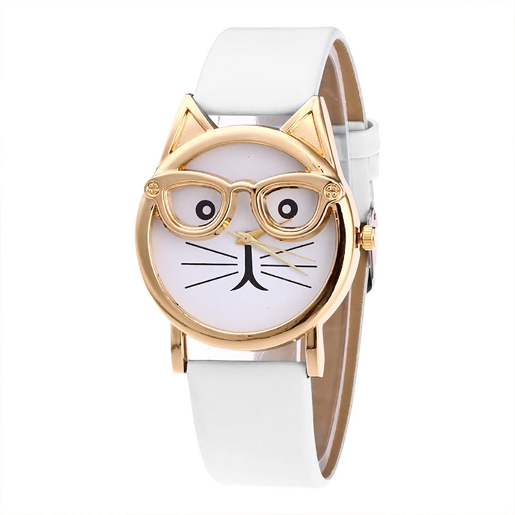 Cat Dial Gift Fashion Women Wrist Watches with Glasses Watch Strap ...