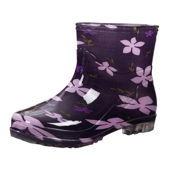 Mzoazpie Women's Rain Boots, Waterproof Non- Ankle-High Boots, Floral Print Shoes Outdoor