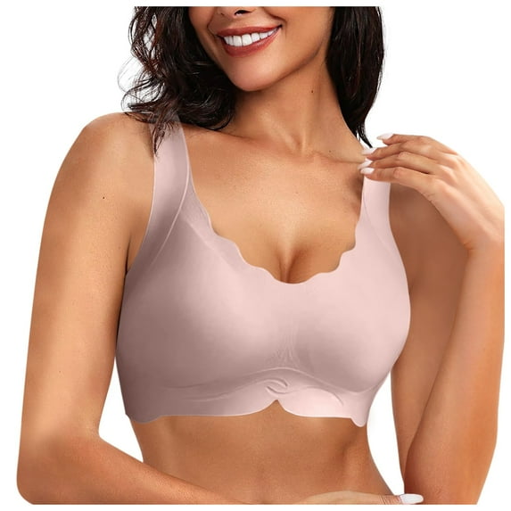 Mzoazpie Women's Seamless Bras No Women Bras Plus Size Front Hook Underwire Scalloped Push Up Women Bras Wireless Pack Bras Soft Wireless Comfort Brazier for Women Bralettes Full Coverage Everyda