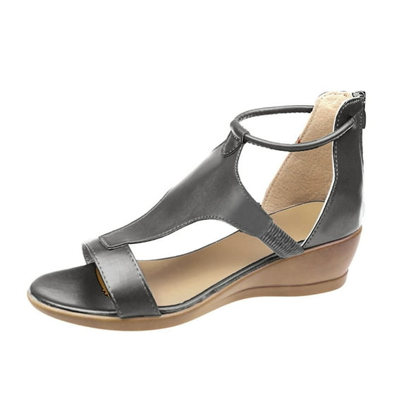 Mzoazpie Zipper Summer Open Solid Sandals Women Color Sandals Platform Womens Wedge Sandals for Women Size 9 Shoes Casual Wedges Toe Thong Sandals for Women Women's Sandals