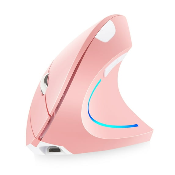 N 2.4G Wireless Vertical Mouse Rechargeable Upright Ergonomic Mouse 3 Adjustable Movement Speed Levels RGB Flowing Light Plug N Play, White