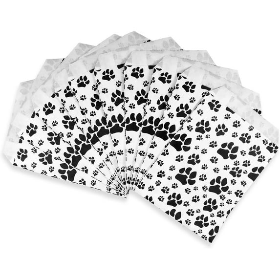 N 20 Bags of our Decorative Flat Paper Gift Bags - Paw-Print Pattern on Brown or White Kraft Bags - for Sales/Treats/Parties Cookies/Gifts White, 4" x 6"