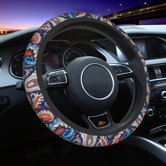 N/A Flower Day of The Dead Skull Car Steering Wheel Cover 15 Inch Universal Anti-Slip Auto Decor Protector for Women Men Automotive Accessories Floral Mandala