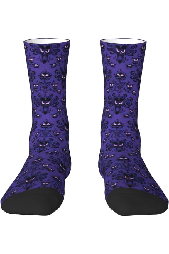 Haunted Mansion Print Tube Socks Adult Sports Stocking 7-8.3 In/18-21cm 2 Black-2