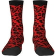 thumbnail image 1 of N/A Red Leopard Pattern Print Adult Athletic Crew Socks Men Women Long 7-8.3 In 18-21cm, 1 of 8