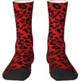 thumbnail image 1 of N/A Red Leopard Pattern Print Adult Athletic Crew Socks Men Women Long 7-8.3 In 18-21cm, 1 of 8