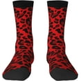 thumbnail image 1 of N/A Red Leopard Pattern Print Adult Athletic Crew Socks Men Women Long 7-8.3 In 18-21cm, 1 of 8