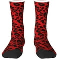 thumbnail image 1 of N/A Red Leopard Pattern Print Adult Athletic Crew Socks Men Women Long 7-8.3 In 18-21cm, 1 of 8