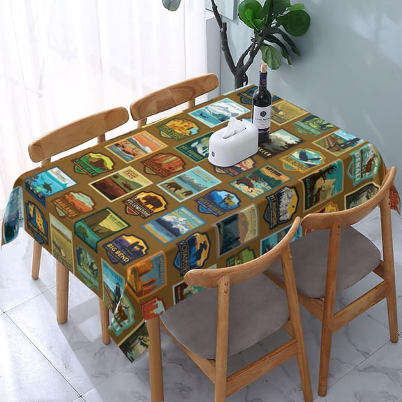 “N/A” Tablecloth Rectangle Cabin Black Bear Red Plaid Polyester Fabric Table Cloth, Water Resistant & Wrinkle Free Table Cover for Kitchen and Dining Room Tabletop 54"x72" (4-6 Seats)