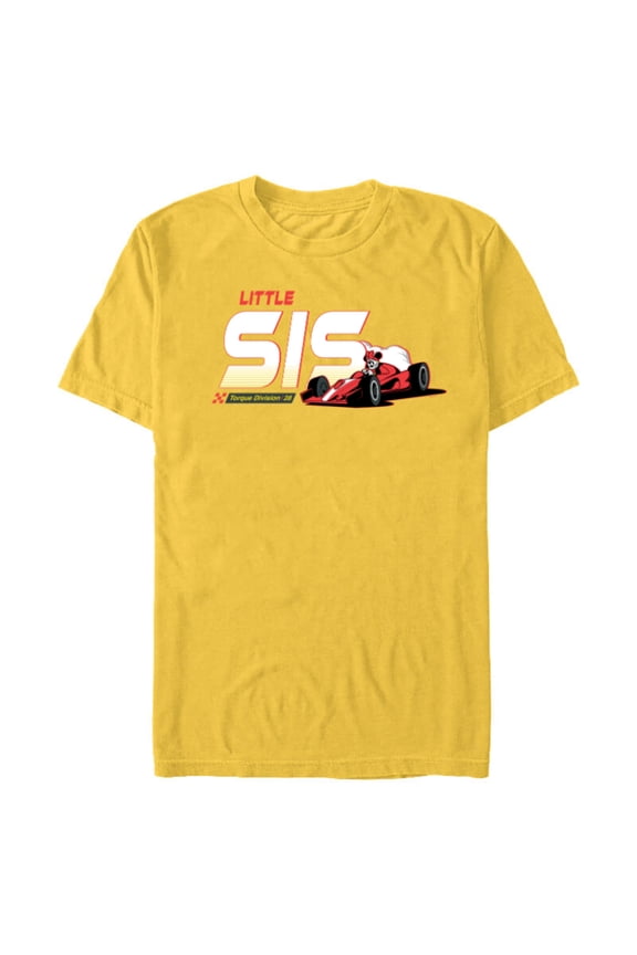 Racing Little Sis Family Trip Race Car Vacation Match - Short Sleeve Blended T-Shirt for Adults - Customized-Yellow