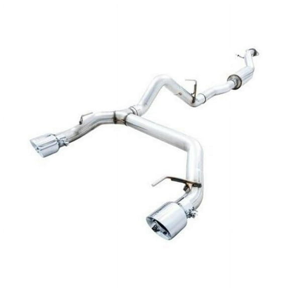 2021+ Ford Bronco 0FG Dual Rear Exit Exhaust w/Chrome Silver Tips & Bash Guard AWE Tuning 3015-32456