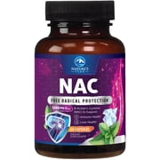 N-Acetyl-L-Cysteine NAC Supplement - 1200mg Free-Form NAC - Powerful Antioxidant Fights Free-Radicals - Daily Immune, Liver & Respiratory Support - Vegan, Gluten Free, Bottled in USA - 60 Capsules