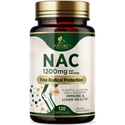 N-Acetyl-L-Cysteine NAC Supplement - 1200mg Free-Form NAC - Powerful Antioxidant Fights Free-Radicals - Daily Immune, Liver & Respiratory Support - Vegan, Gluten Free, Bottled in USA - 120 Capsules