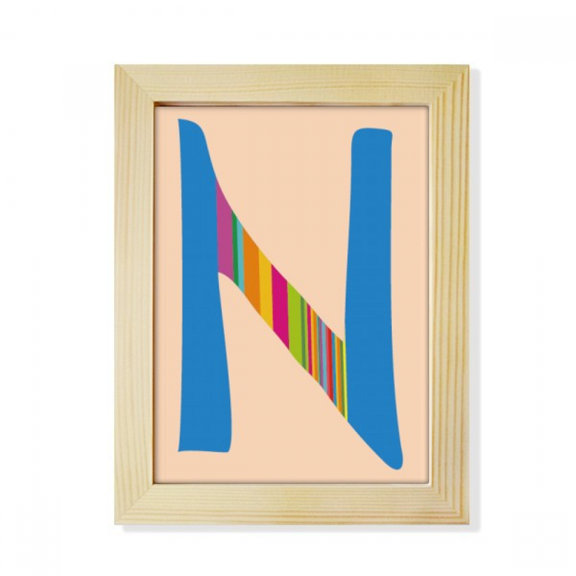 N Alphabet Orange Fruit Cute Pattern Desktop Adorn Photo Frame Display Art Painting Wooden