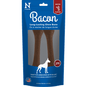 N-Bone® Original Dried Long-Lasting Dental Chew Bones for Dogs, Bacon Flavor, Large, 2-count, Natural Alternative to Plastic Chew Toys for Medium / Large Dogs
