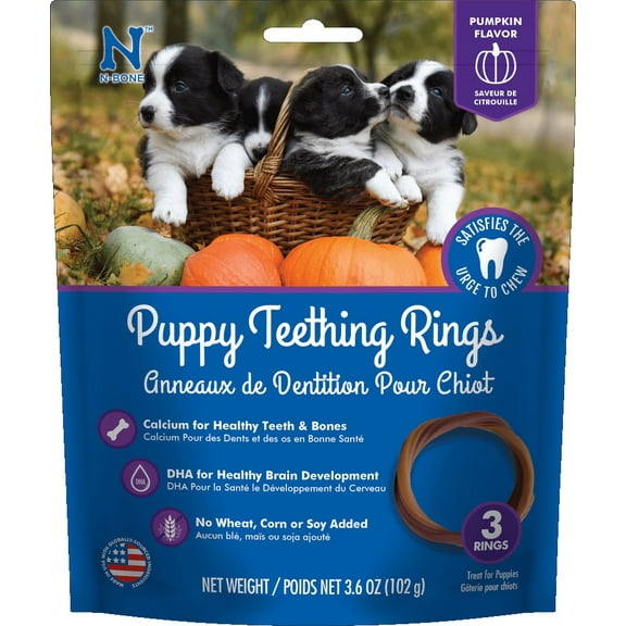 N-Bone Dental Treat Puppy Teething Rings Pumpkin 3pk 3.6 oz