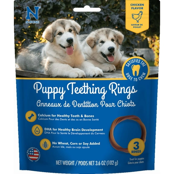 N-Bone Puppy Teething Ring, Dried Chews for Dogs, Chicken Flavor, 3-count, 3.6 oz