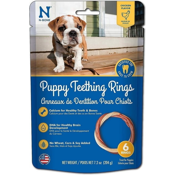 N-Bone Puppy Teething Ring, Dried Chews for Dogs, Chicken Flavor, 6-count, 7.2 oz