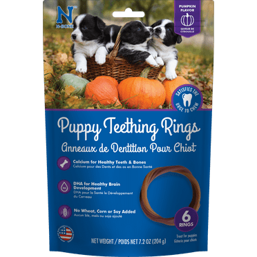 N-Bone® Puppy Teething Rings Pumpkin Flavor Dog Treat, 6 rings per bag, 7.2-oz - Natural Puppy Chew Toys Alternative for Teething Discomfort - Small and Large Dogs