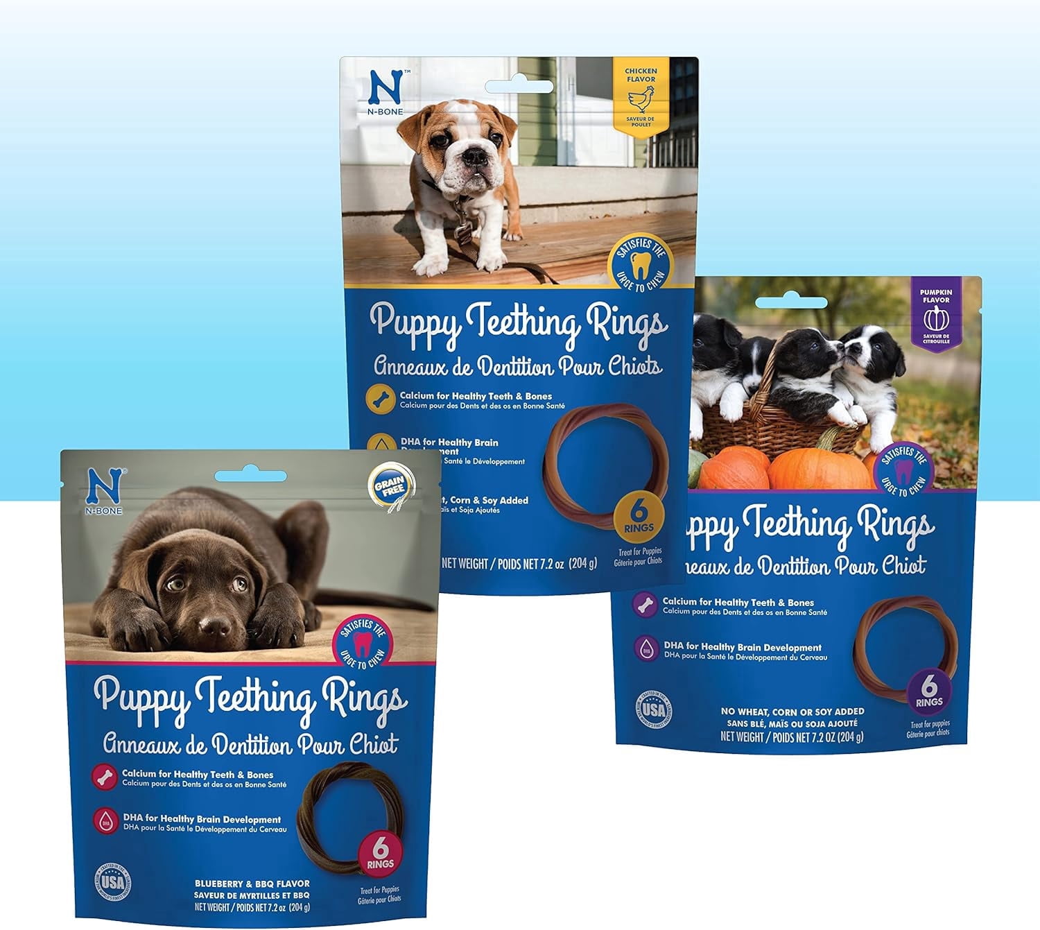 Flavored Teething Rings N-Bone, Puppy Teething Rings, 18ct 3pk, Multi Flavor Dog Treats ...