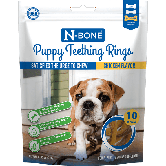N-Bone® Puppy Teething Rings Chicken Flavor, 10 Treats, 12 oz, Dried Chew Treats for Dogs