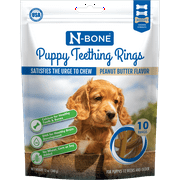 N-Bone® Puppy Teething Rings Peanut Butter Flavor, 10 Treats, 12 oz, Dried Chew Treats for Dogs