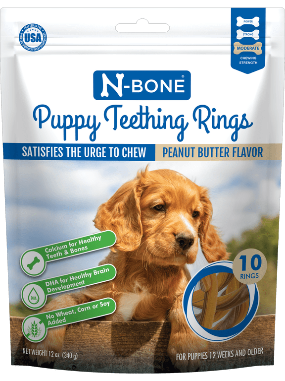 ® Puppy Teething Rings Peanut Butter Flavor, 10 Treats, 12 oz, Dried Chew Treats for Dogs