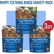 N-Bone Puppy Teething Rings for Puppies, Edible Puppy Chew Rings, Teething Relief for Puppies, Natural Puppy Chews, Soft Puppy Chews, Peanut Butter Flavor, 6-rings Bag x 3, 18 Count, 21.6 oz