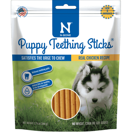 N-Bone Puppy Teething Sticks, Dried Chew Sticks for Puppy Dogs, Chicken Flavor, 3.74 oz, for Small Dogs, Natural Alternative to Plastic Chew Toys