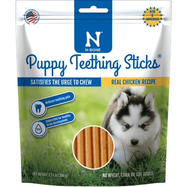 N-Bone® Puppy Teething Sticks, Dried Treats for Dogs, Chicken Flavor 3.74 oz, Natural Alternative to Plastic Chew Toys for Small Dogs