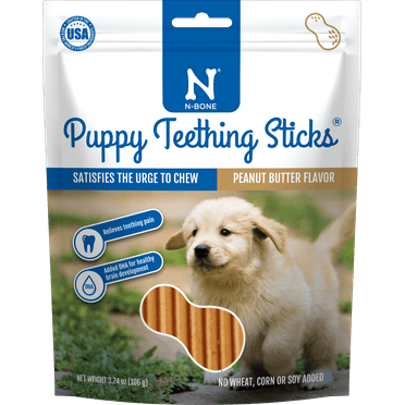 N-Bone® Puppy Teething Sticks, Dried Treats for Dogs, Peanut Butter Flavor 3.74 oz. Bag