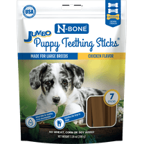 N-Bone® Jumbo Puppy Teething Sticks, Dried Chews for Puppy Dogs, Chicken Flavor, 7 Count, 7.28oz Bag, Natural Alternative to Plastic Chew Toys for Medium and Large Dogs