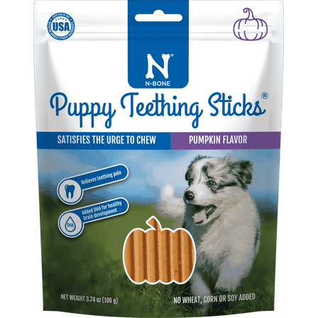N-Bone Puppy Teething Sticks, Dried Chew Sticks, Pumpkin Flavor, 3.74 Oz