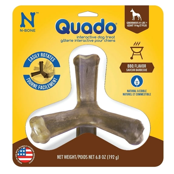 N-Bone Quado Dried Interactive Dog Chew, Barbecue Flavor, 1 Count, 6.8 oz, Large Breeds