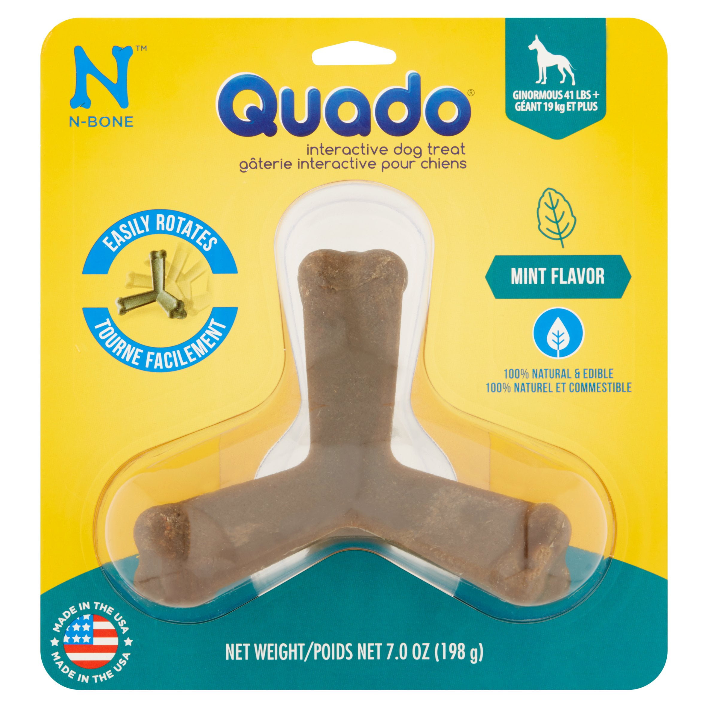 NBone Quado Mint Flavor Interactive Dog Treat Ginormous 41 Lbs+, 7.0